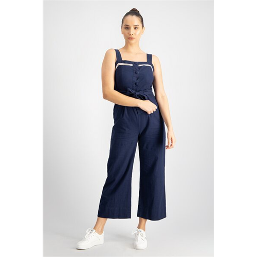 Ekko Solid Color Bow Front Bell Jumpsuit