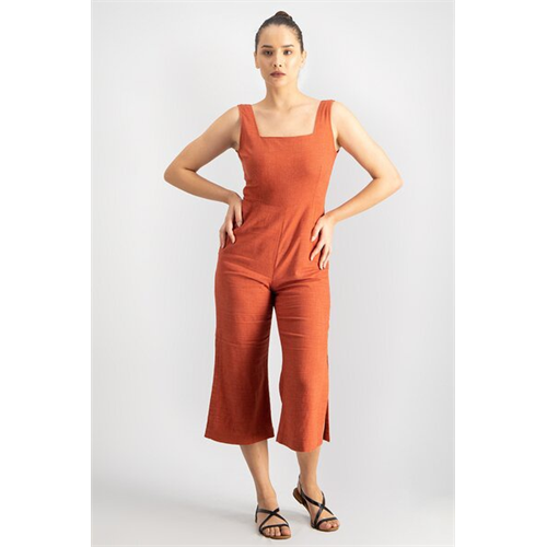 Ekko Solid Color Square Neck Sleeveless Jumpsuit