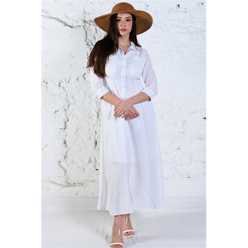 Ekko White Kennedy Linen Dress