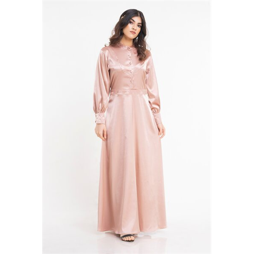 Hayathi Solid Color Puffed Sleeves A Line Maxi Dress