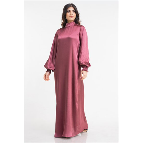 Hayathi Solid Color Puffed Sleeves Maxi Dress