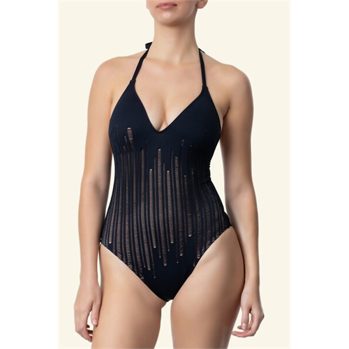 Kenneth Cole One Piece In Netted Black And Hater Neck
