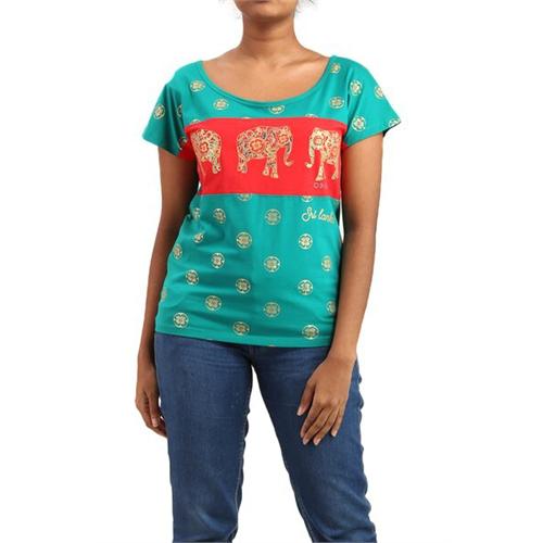 Luv SL Elephants and Flowers Printed Women's T-Shirt