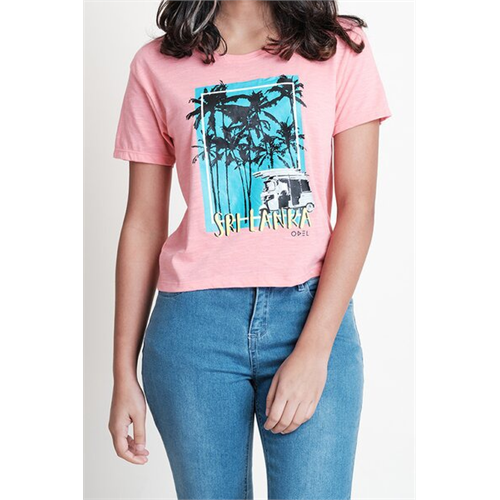 Luv SL Solid Color Coconut Tree Printed Women's T-Shirt