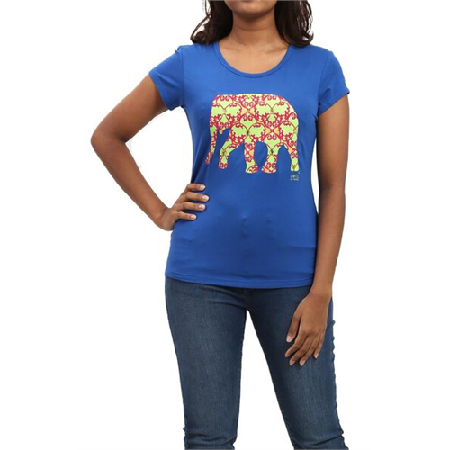 Luv SL Solid Color Flock Elephant Printed Women's T-Shirt