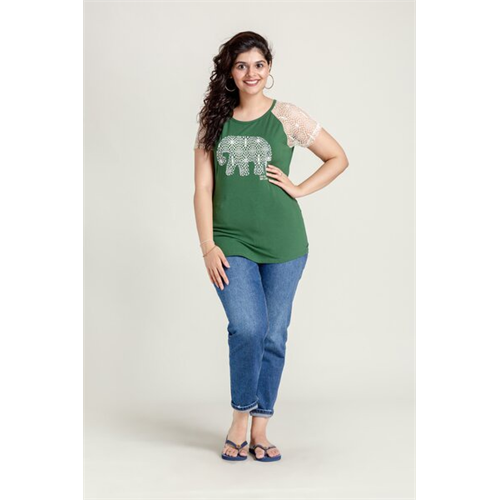 Luv SL Solid Color Lace Elephant Women's T-Shirt