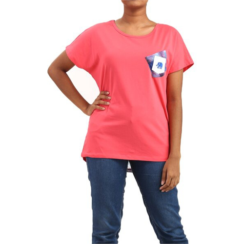 Luv SL Solid Color Pocket Embroidery Women's T-Shirt