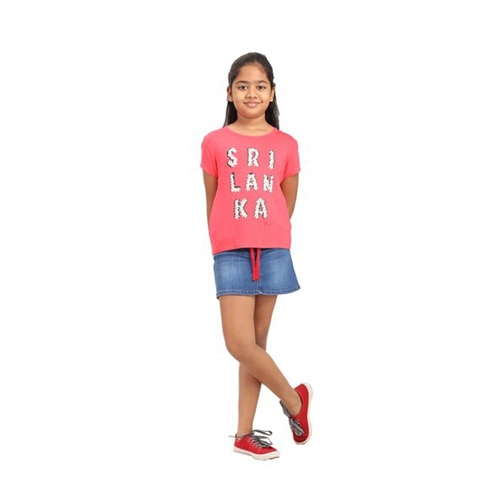 Luv SL Solid Color Sri Lanka In Flowers Printed Girl's T-Shirt