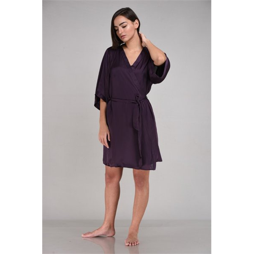 Mackly Solid Color Wrap Up Night Dress