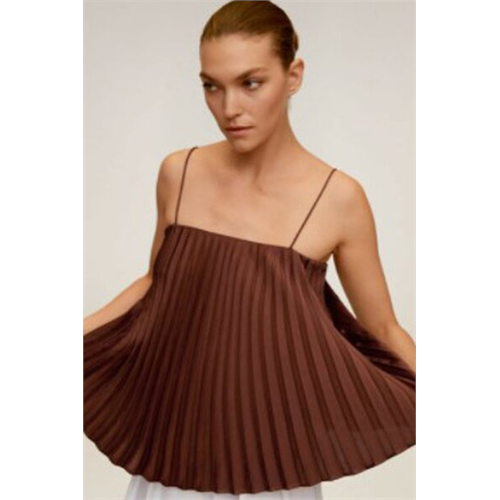 Mango Brown Pleated Strap Top