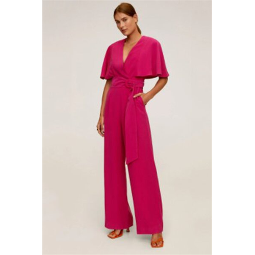 Mango Fuchsia Belted Jumpsuit