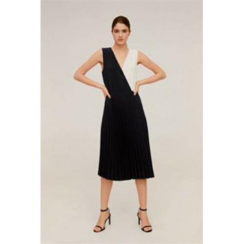 Mango Monochrome Pleated Dress