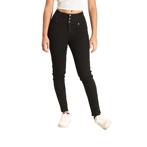 O.D.Co Black High Waist Triple Button Skinny Jeans