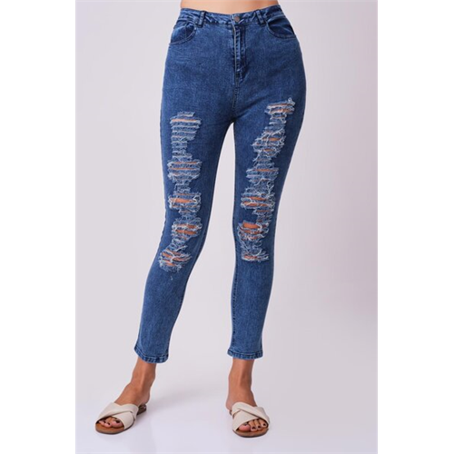 O.D.Co Blue High Waist Skinny Ripped Jeans