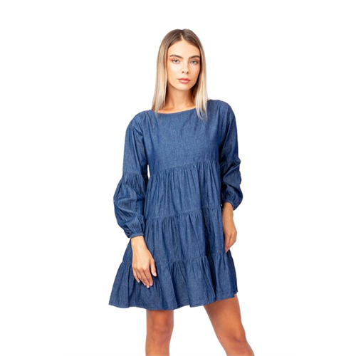O.D.Co Blue Long Sleeve Tiered Mini Dress