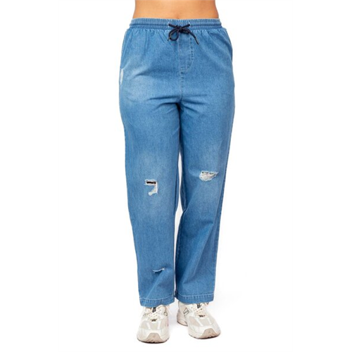 O.D.Co Blue Waist Tie Up Ripped Loose Jogger