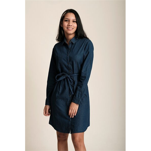 O.D.Co Chambray Dark Blue Front Tie Up Mini Shirt Dress