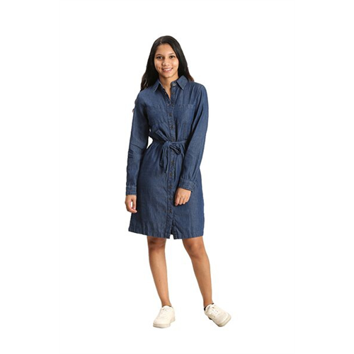 O.D.Co Chambray Denim Long Sleeve Shirt Dress