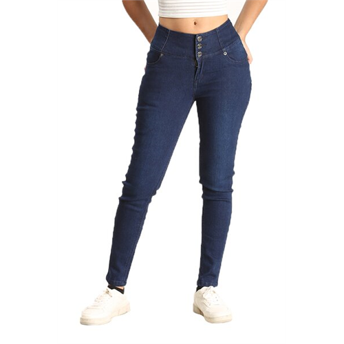 O.D.Co Dark Blue High Waist Triple Button Skinny Jeans