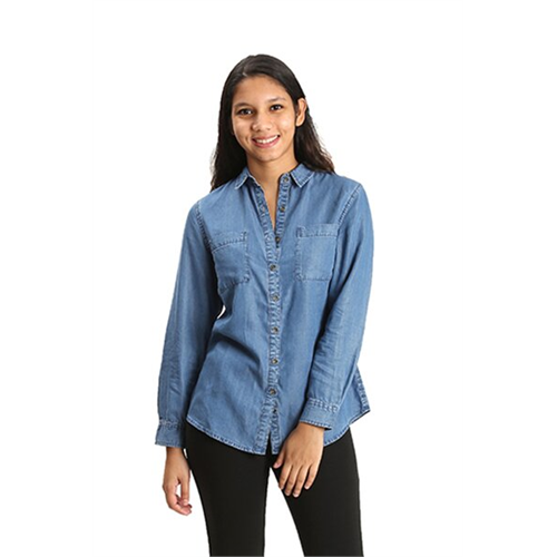 O.D.Co Mid Blue Denim Long Sleeves Double Pocket Shirt