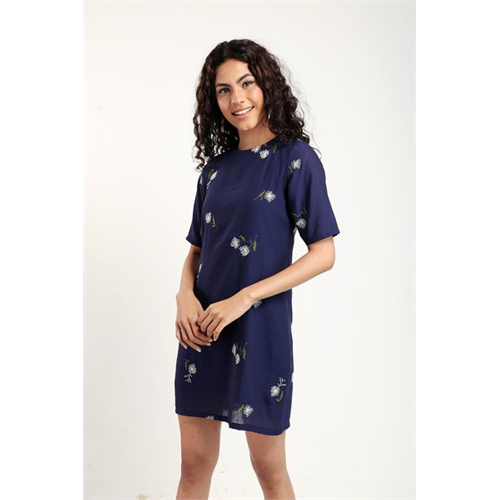 Odel Crew Neck Navy Blue Dress