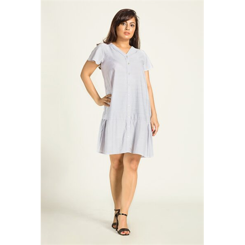 Odel Gray V Neck Shift Dress