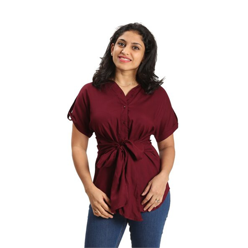 Odel Maroon Tie Up Top