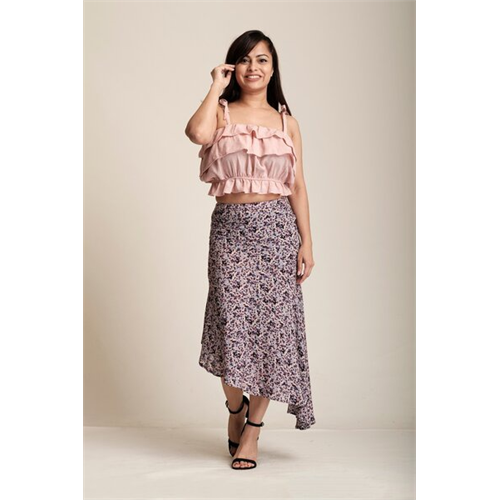 Odel Printed Asymmetric Floral Printed Skirt