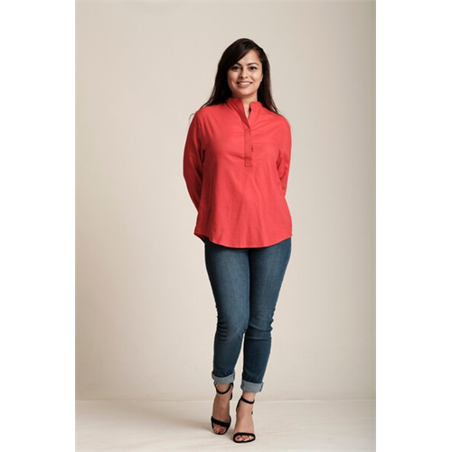 Odel Red Chinese Collar Top