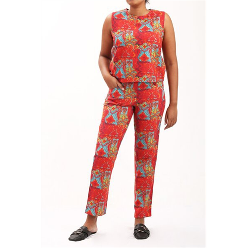 Odel Red Mid Waist Pant