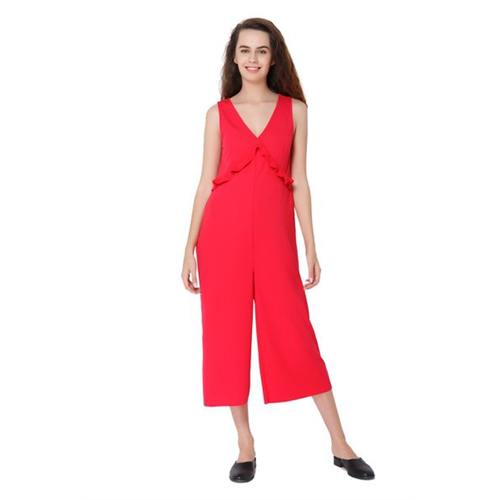 Only Joana Solid Color Sleeveless Frill Culotte Jumpsuit