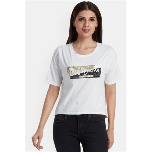 Pepe Athena White Round Neck T-Shirt