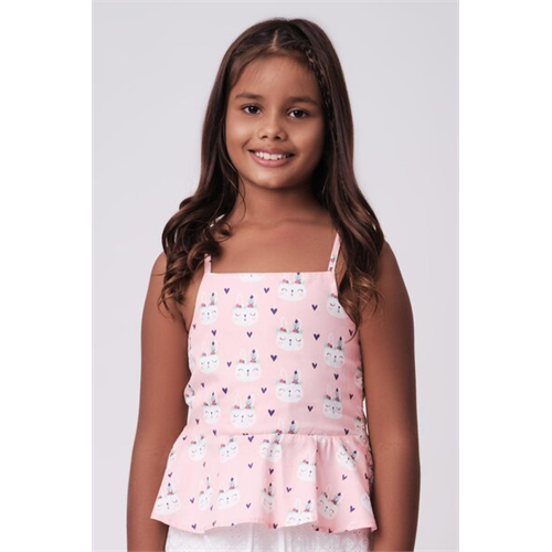 Pinkabuds Girls Strappy Pink Top