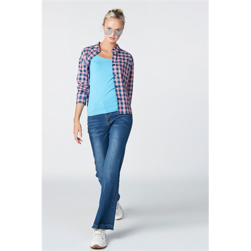 Splash Check Long Sleeves Basic Cami Top