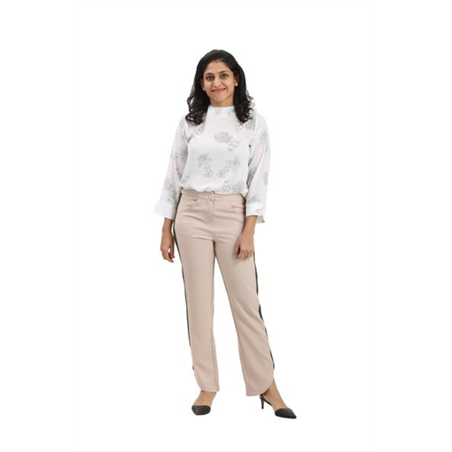 Tara Beige Side Tape Detailed Beige Pant