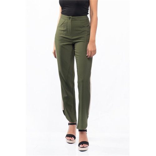 Tara Olive Green Side Tape Detailed Pant