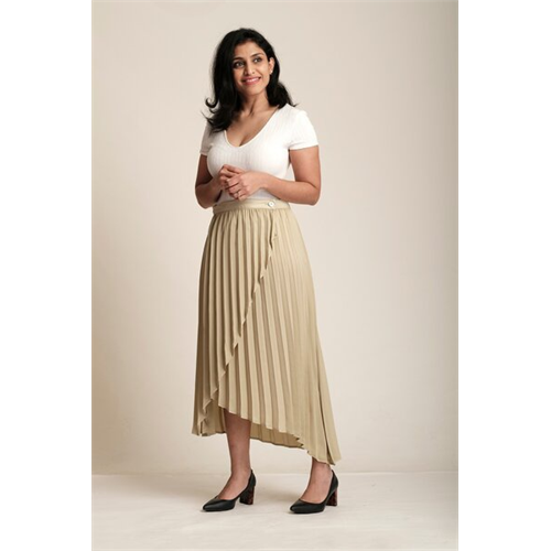 Tara Solid Colour Pleated Wrap Skirt