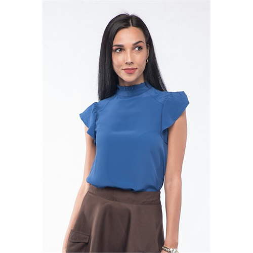 Tara Solid Colour Short Sleeve High Neck Top