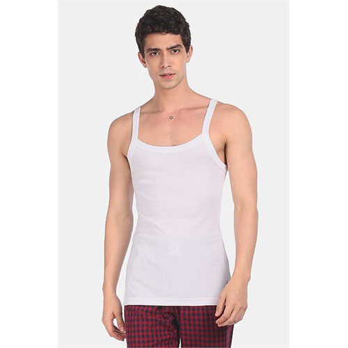 U.S Polo White Square Neck Rib Vest