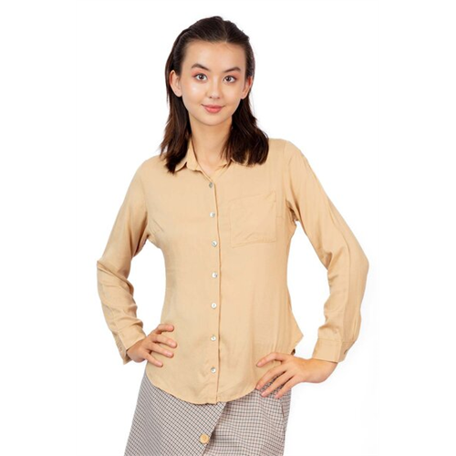 Closet Beige Basic Long Sleeve Shirt