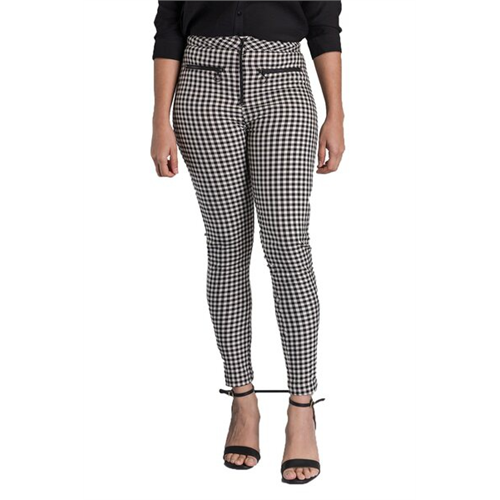 Closet Big Check High Waist Pant With Zip