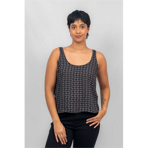 Closet Black Chain Printed Sleeveless Loose Fitted Top