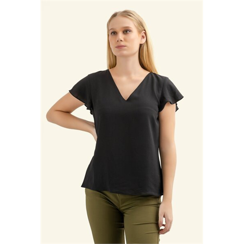 Closet Black Flutter Sleeve Top