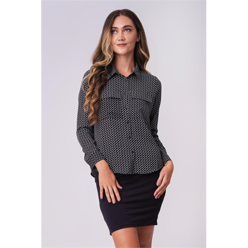 Closet Black Formal Long Sleeve Shirt With Pockets