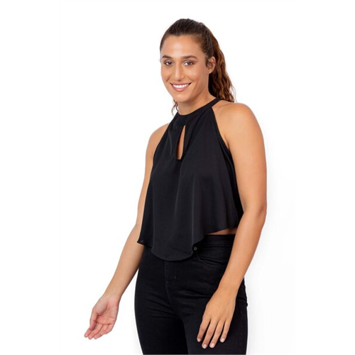 Closet Black High Neck Front Keyhole Back Open Top