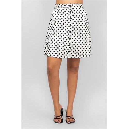 Closet Black Polka Dot Printed Elasticated Waist Buttoned Knee Length Skirt