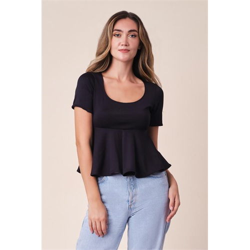 Closet Black Short Sleeve Peplum Top