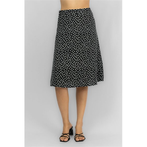 Closet Black & White Printed Polka Dots A Line Midi Skirt