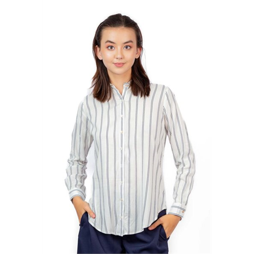 Closet Black & White Striped Basic Curved Hem Shirt