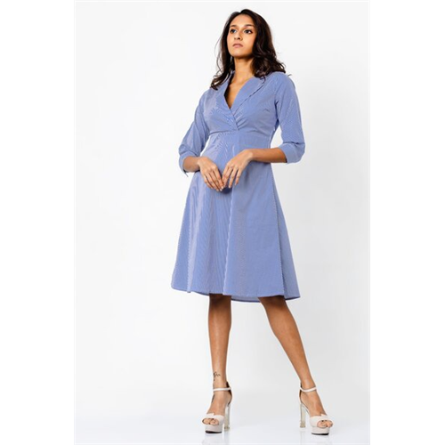 Closet Blue Mock Wrap Knee Length Dress